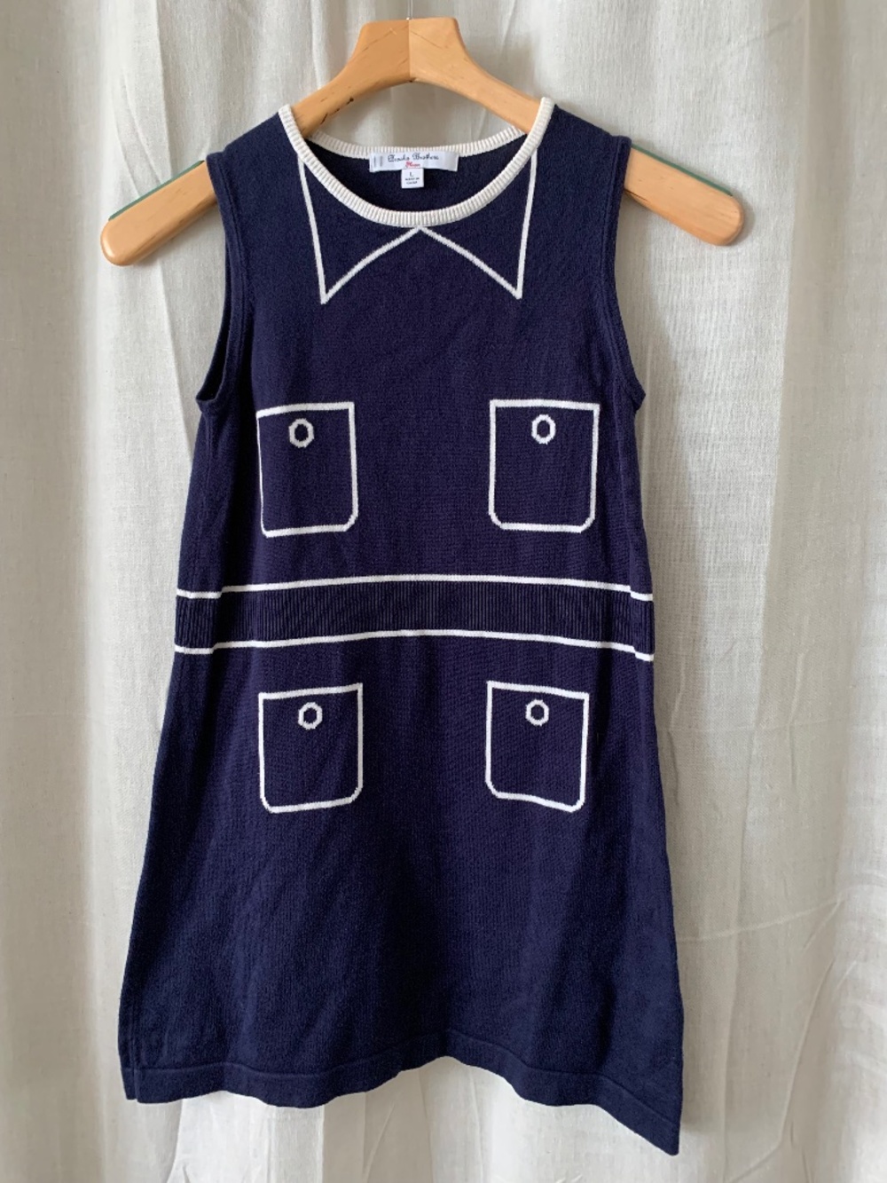 Brooks Brothers Fleece Girls L Navy Supima Cotton Illusion Sweater Dress